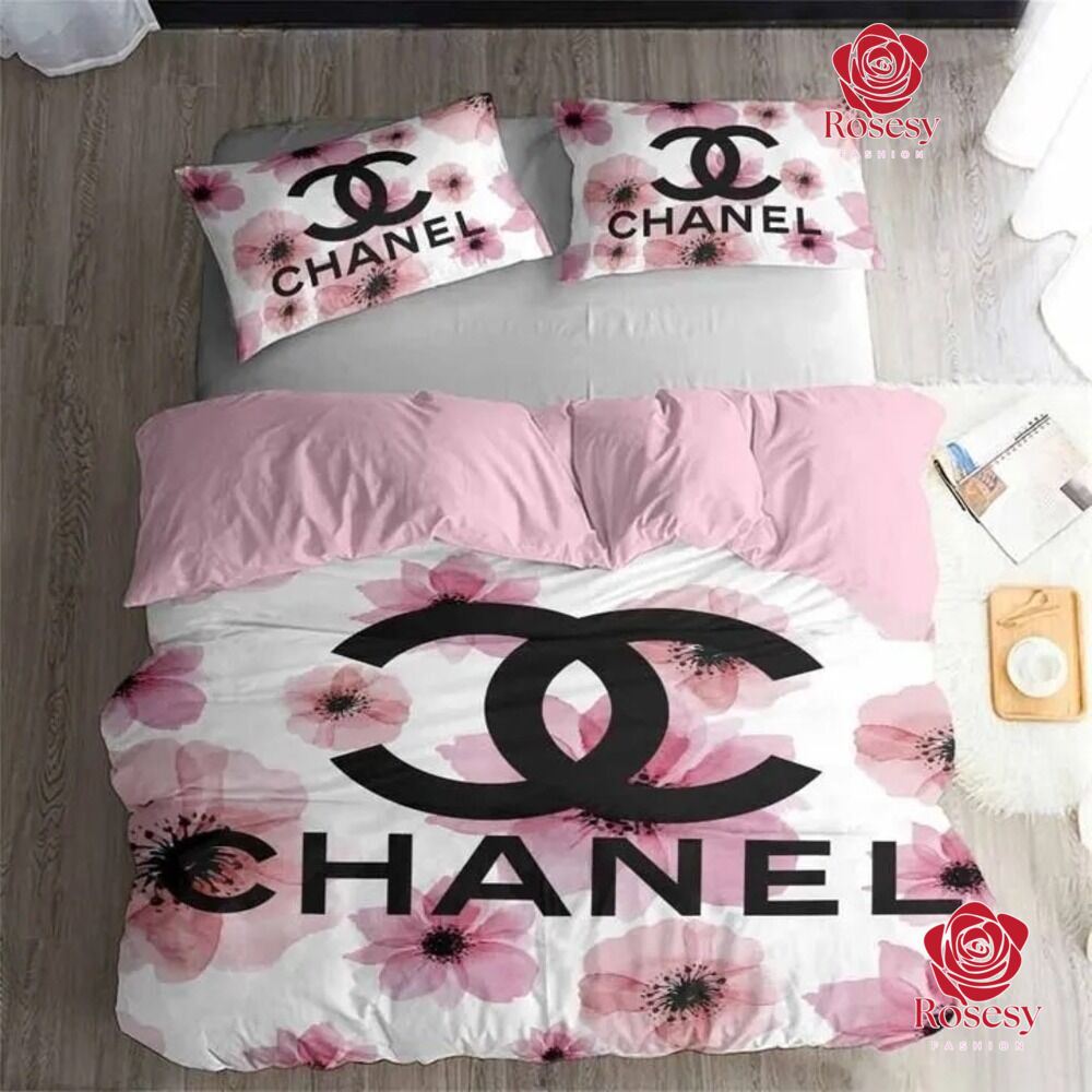 Cheap Pink Chanel Logo Chanel Bedding Set King size, Coco Chanel Bedroom Set  - Rosesy