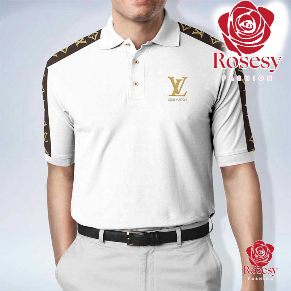 Cheap White Collar Gold LV Logo Louis Vuitton Polo T Shirt, Lv Polo Shirt  Mens - Rosesy