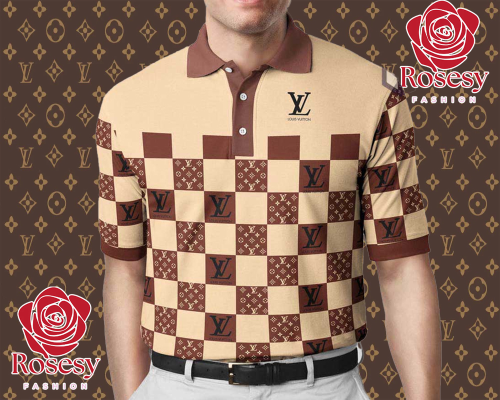 Cheap Brown Collar Louis Vuitton Monogram Polo Shirt , Lv Polo