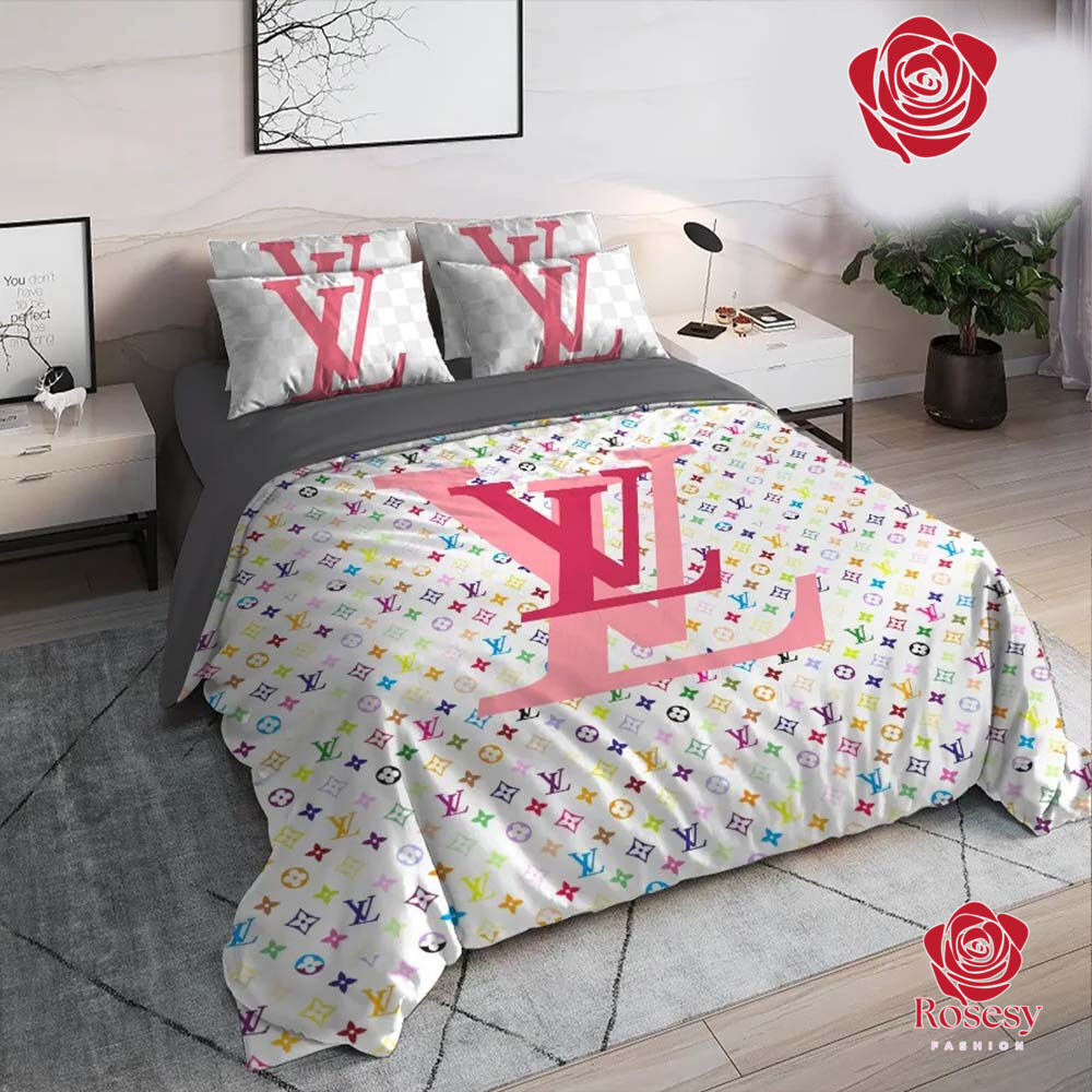 Pink Louis Vuitton Bedding Set, Lv Comforter Set For Luxury Bedroom - Rosesy