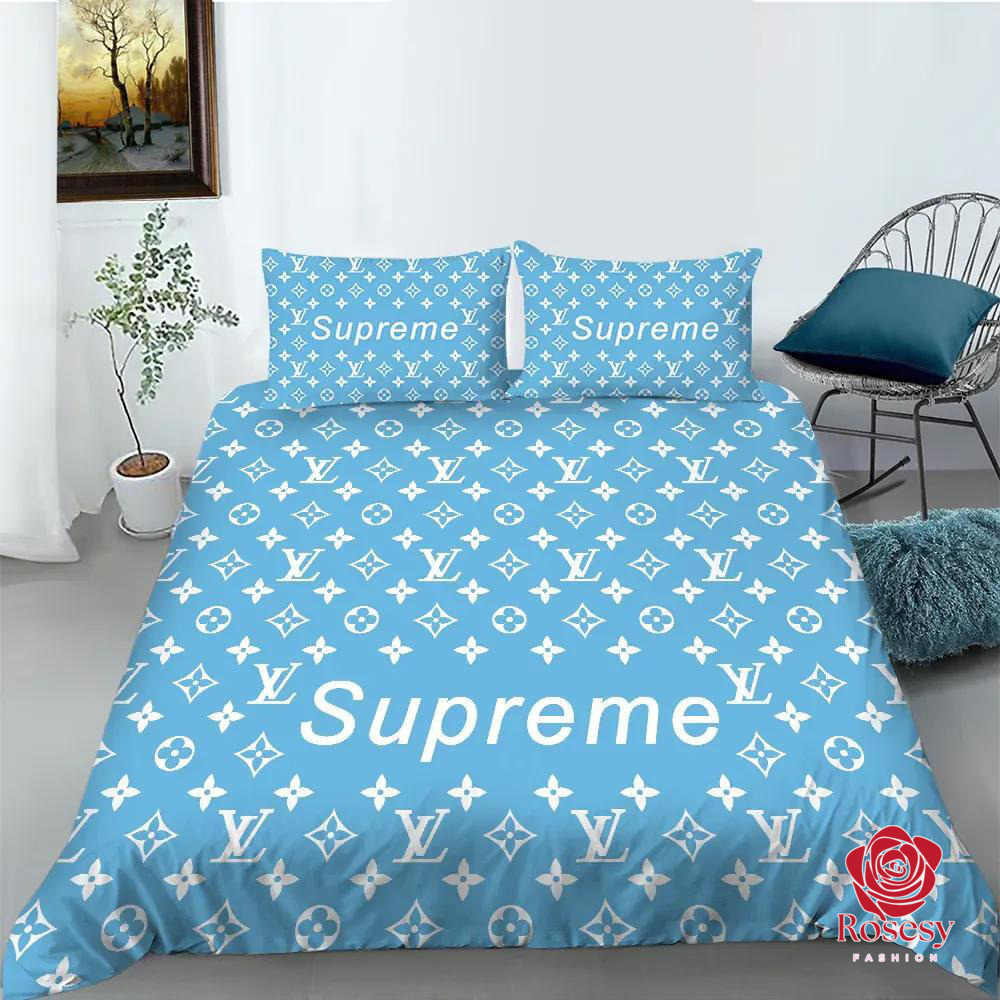 LV x Supreme Blue Bedding Set