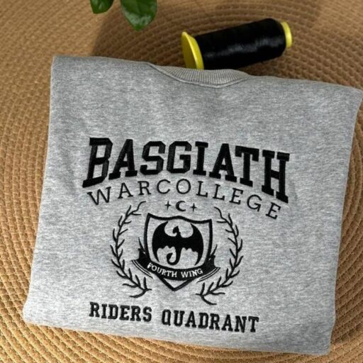 Basgiath War College Embroidered Crewneck Sweatshirt, Fourth Wing Sweatshirt, Fantasy Reader Sweatshirt, Bookish Sweatshirt, Book Lover Gift