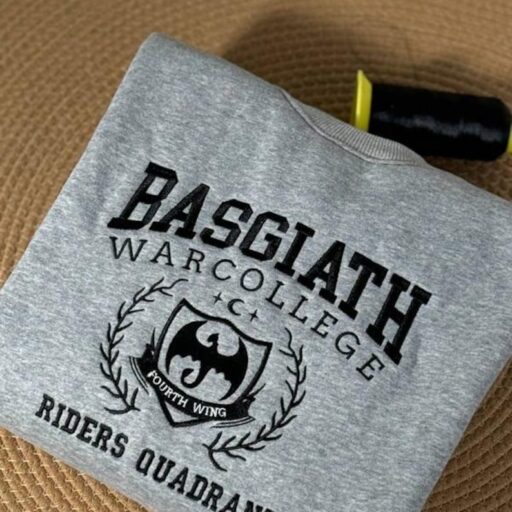 Basgiath War College Embroidered Crewneck Sweatshirt, Fourth Wing Sweatshirt, Fantasy Reader Sweatshirt, Bookish Sweatshirt, Book Lover Gift
