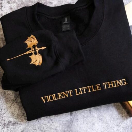 Embroidered Violent Little Thing Sweatshirt, Basgiath War College Sweatshirt, Fourth Wing Sweatshirt, Bookish Shirt, Embroidered Basgiath