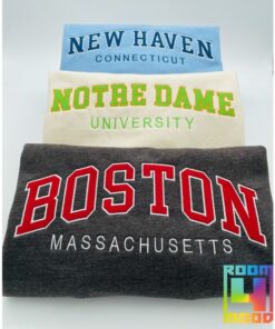 Custom Two color Embroidered Varsity Crewneck, Embroidery, Embroidered Sweatshirt, university sweaters, personalized, City, college, City