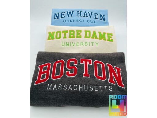 Custom Two color Embroidered Varsity Crewneck, Embroidery, Embroidered Sweatshirt, university sweaters, personalized, City, college, City