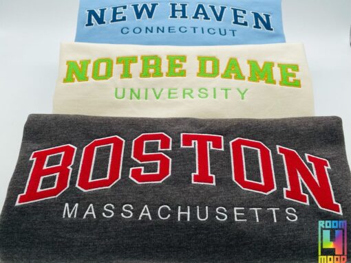 Custom Two color Embroidered Varsity Crewneck, Embroidery, Embroidered Sweatshirt, university sweaters, personalized, City, college, City
