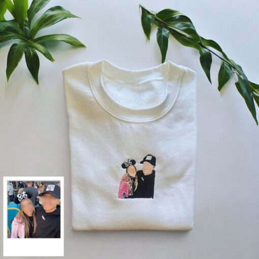 Custom Embroidered Sweatshirt, Custom Sweatshirt, Custom Photo Portrait, Couple Gift, Family Portrait Picture, Custom Photo on Crewneck