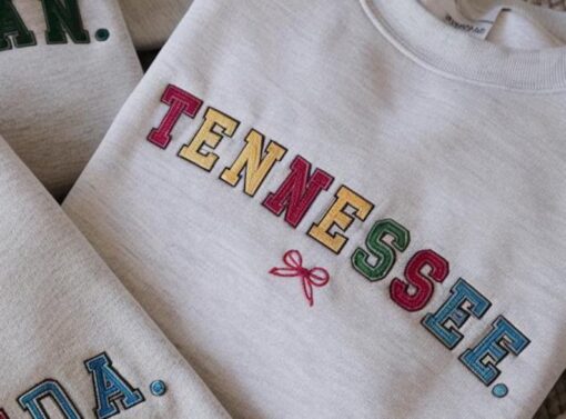 Multicolor Embroidered State Sweatshirt | State Crewneck | State Sweatshirt | Multicolor Sweatshirt | State Shirt | Embroidered Sweatshirt