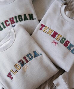 Multicolor Embroidered State Sweatshirt | State Crewneck | State Sweatshirt | Multicolor Sweatshirt | State Shirt | Embroidered Sweatshirt