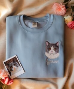 Pet Embroidered Sweatshirt Using Photo, Embroidered Cat Crewneck, Custom Dog Sweater, Dog Mom Gift, Gift For Pet Owner, Gift for Cat Lover