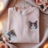 Pet Embroidered Sweatshirt Using Photo, Embroidered Cat Crewneck, Custom Dog Sweater, Dog Mom Gift, Gift For Pet Owner, Gift for Cat Lover