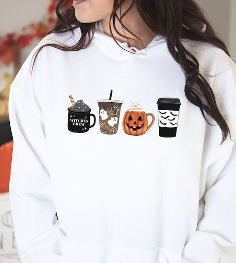 Halloween Coffee Hoodie, Fall Hoodie