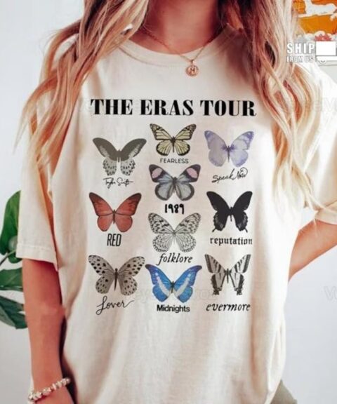 The Eras Tour Butterfly Shirt, The Eras Tour Shirt, Taylor Shirt, Butterfly Gift, Butterfly Tee, Butterfly Shirt, Midnight Shirt, Mom Gift