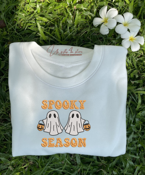 Halloween Spooky Season Embroidered Hoodie