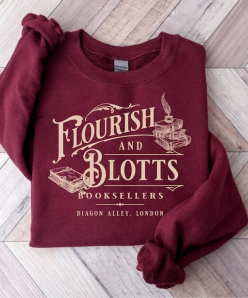 Harry Potter Flourish Blotts Sweatshirt, Bookish HP Fan Shirt