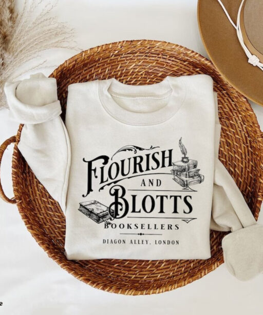 Harry Potter Flourish Blotts Sweatshirt, Bookish HP Fan Shirt