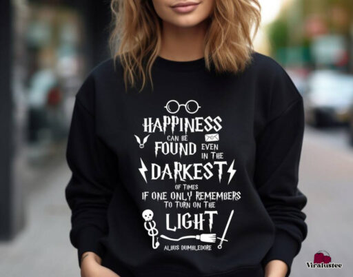 Vintage Harry Potter Happiness Can Be Found Light Sweatshirt, Wizard School Sweater