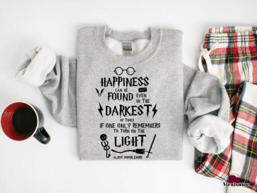 Vintage Harry Potter Happiness Can Be Found Light Sweatshirt, Wizard School Sweater