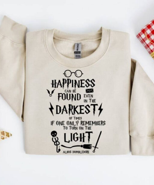 Vintage Harry Potter Happiness Can Be Found Light Sweatshirt, Wizard School Sweater