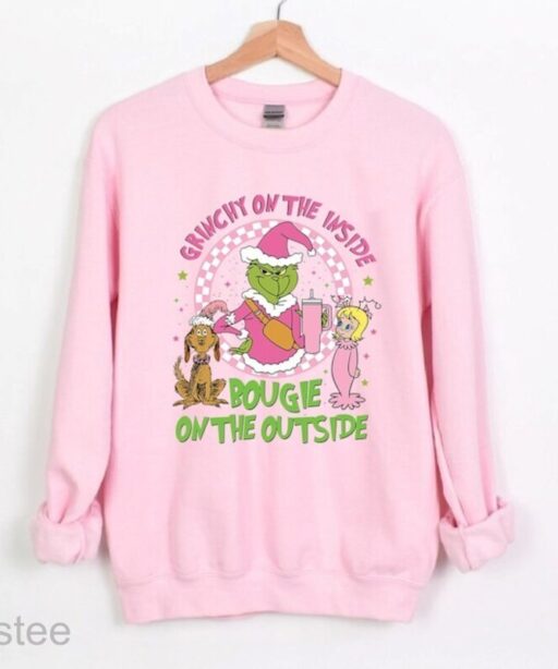 Boojee Grinch Christmas Sweatshirt, Bougie Grinch Christmas Sweatshirt, Grinchmas Sweatshirt, Pink Christmas Sweatshirt, Grinchy Sweatshirt