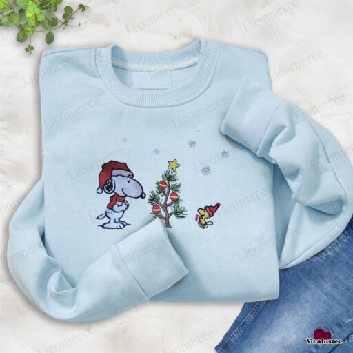 Embroidered Snoopy Christmas Sweatshirt