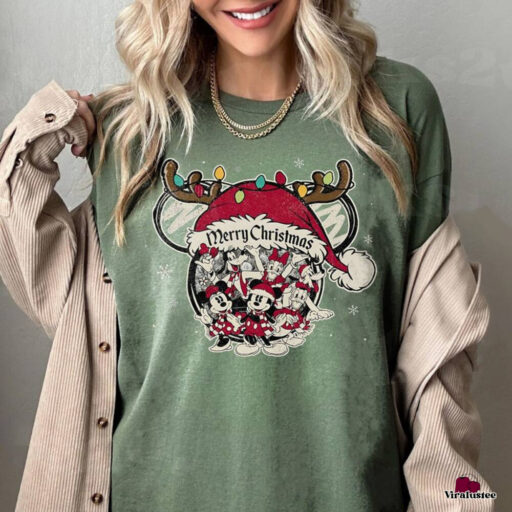 Retro Disney Mickey Merry Christmas Shirt