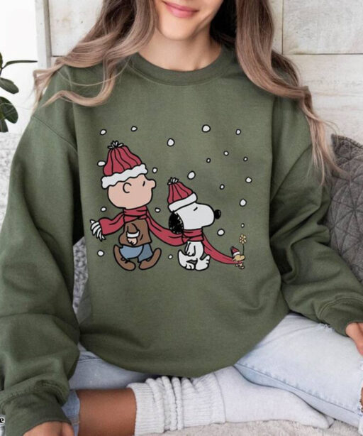 The Peanuts Snoopy Charlie Woodstock Christmas Sweatshirt