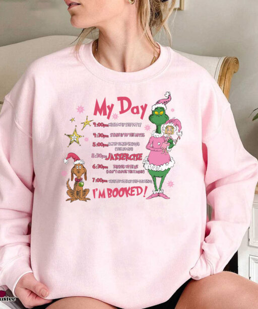 Vintage Christmas Grinch My Day Im Booked Sweatshirt, Grinchmas Sweatshirt