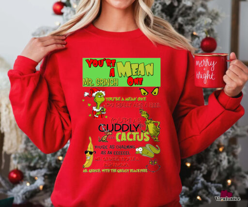 Vintage Youre A Mean One Mr Grinch Sweatshirt, Christmas Gift For Family