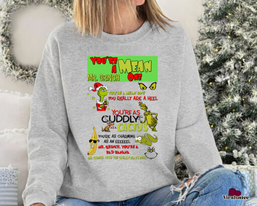 Vintage Youre A Mean One Mr Grinch Sweatshirt, Christmas Gift For Family