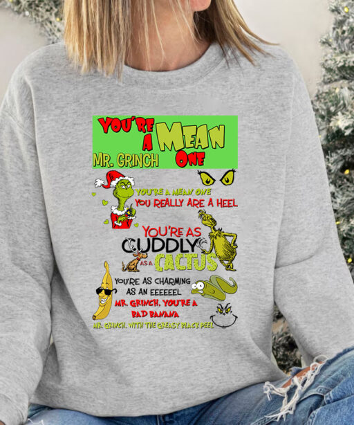 Vintage Youre A Mean One Mr Grinch Sweatshirt, Christmas Gift For Family