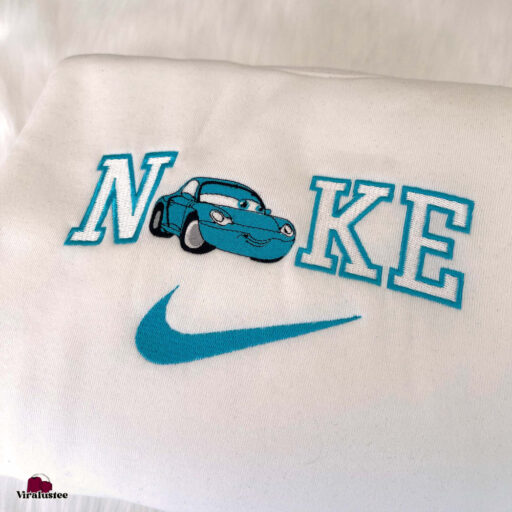 Cute Cars Movie Lightning Mcqueen Sally Car Tow Mater Disney Nike Embroidered Sweatshirts, Nike Embroidery Matching