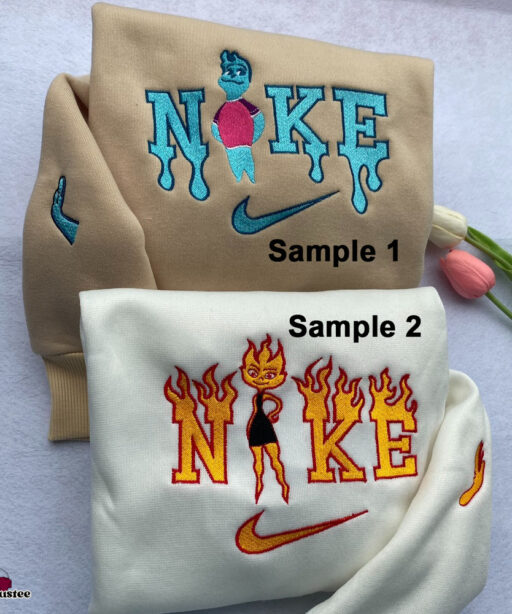 Cute Elemental City Ember And Wade Nike Embroidered Sweatshirts, Nike Embroidery Matching