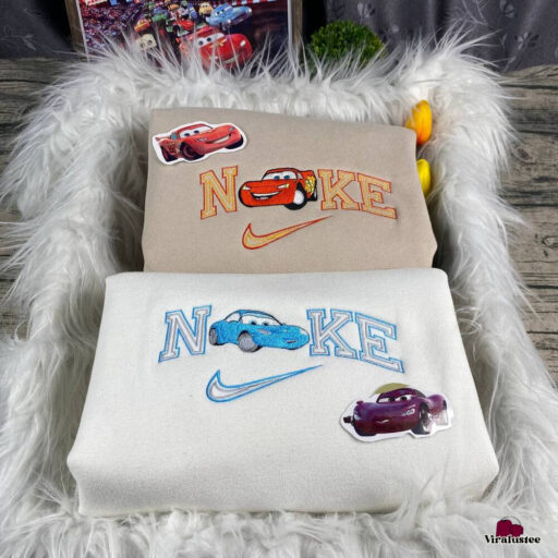 Cheap Lightning McQueen And Sally Nike Embroidered Sweatshirts , Nike Embroidery Matching Couple, Valentines Gifts