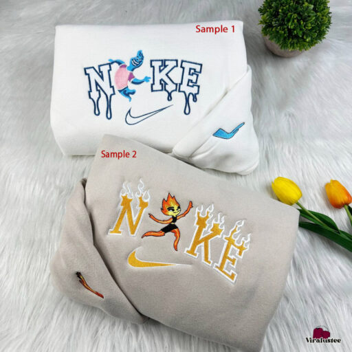 Cute Elemental City Wade And Ember Nike Embroidered Sweatshirts, Nike Embroidery Matching