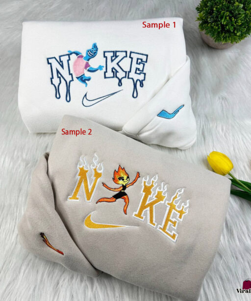 Cute Elemental City Wade And Ember Nike Embroidered Sweatshirts, Nike Embroidery Matching