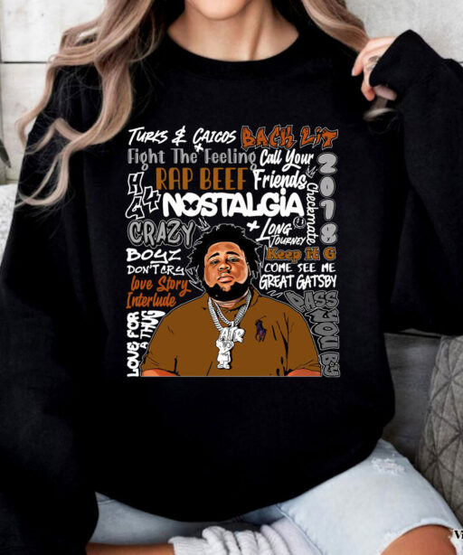 Retro Rod Wave Nostalgia Tracklist Sweatshirt, Nostalgia Album Hoodie, Rod Wave Shirt