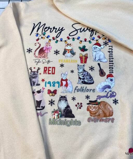 Taylor Swift Merry Swiftmas Cats Sweatshirt, Christmas Gift For Swifties