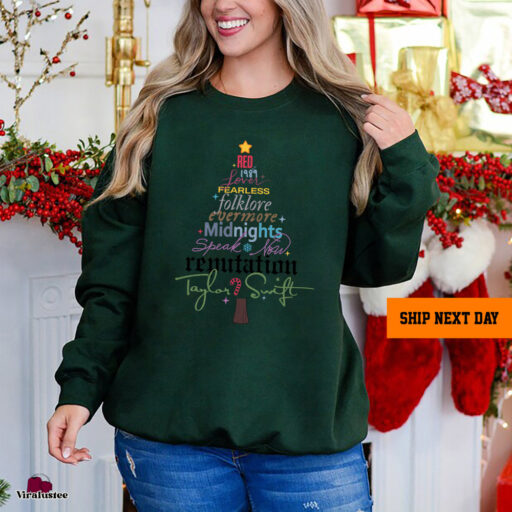 Vintage Christmas Taylors Version Album Christmas Tree Sweatshirt, Taylor Swift Album Sweatshirt