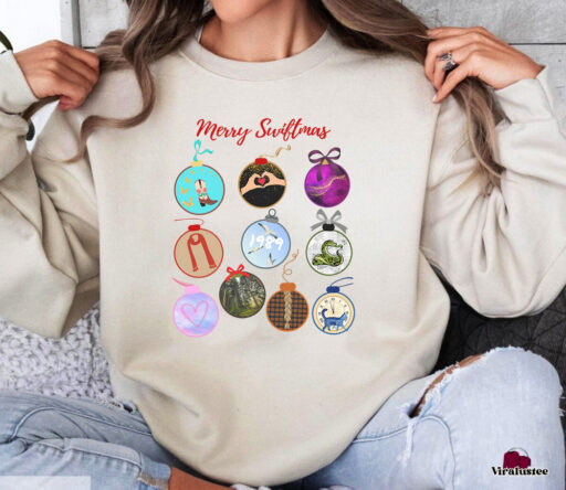 Vintage Merry Swiftmas Eras Tour Album Sweatshirt , Swiftmas Taylors Version Shirt