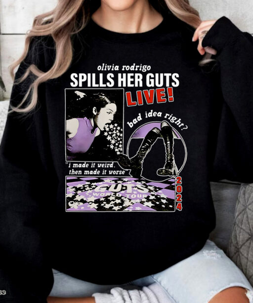 Cheap Guts Tour Olivia Rodrigo Shirt , Olivia Rodrigo Spills Her Guts Sweatshirt