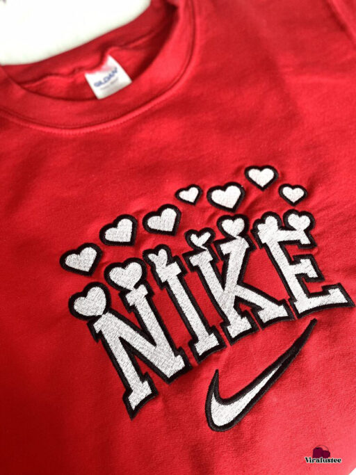 Cheap Nike Heart Embroidered Sweatshirts, Customiazed Gift For Him, Nike Embroidery