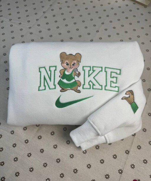 Cute Alvin And The Chipmunks Theodore And Eleanor Couple Nike Embroidered Sweatshirts, Nike Matching Embroidery