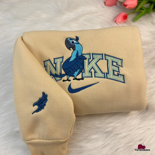 Cute Rio Movie Blu And Jewel Couple Nike Embroidered Sweatshirts, Nike Embroidery Matching, Personalized Gifts For Him