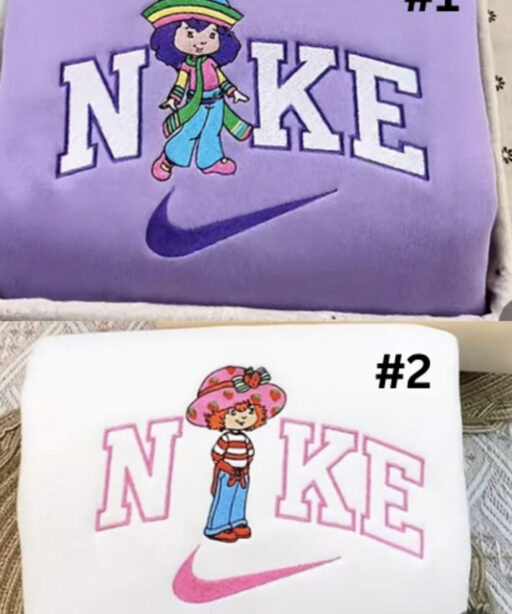 Strawberry Shortcake And Rainbow Sherbet Strawberry Shortcake Nike Couple Embroidered Sweatshirt