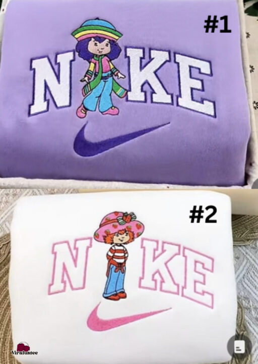 Strawberry Shortcake And Rainbow Sherbet Strawberry Shortcake Nike Couple Embroidered Sweatshirt