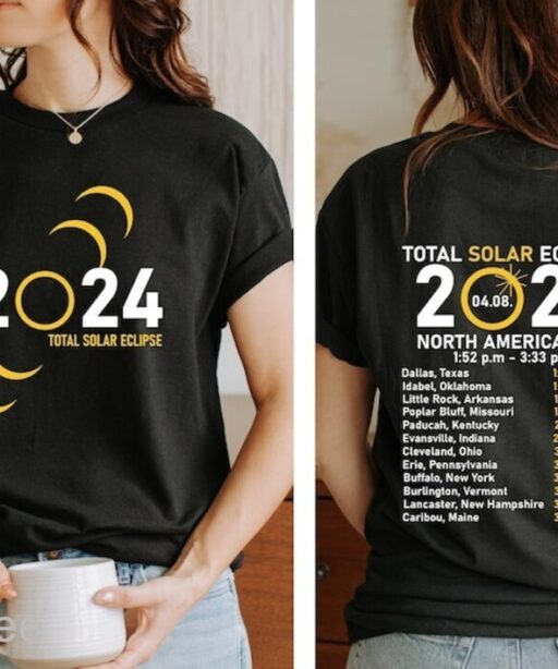 Total Solar Eclipse 2024 Shirt, Double-Sided Shirt, April 8th 2024 Shirt