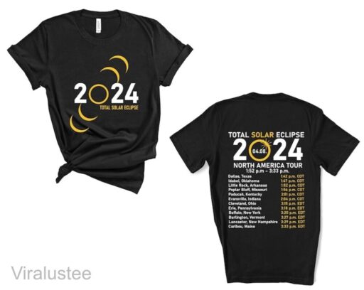 Total Solar Eclipse 2024 Shirt, Double-Sided Shirt, April 8th 2024 Shirt