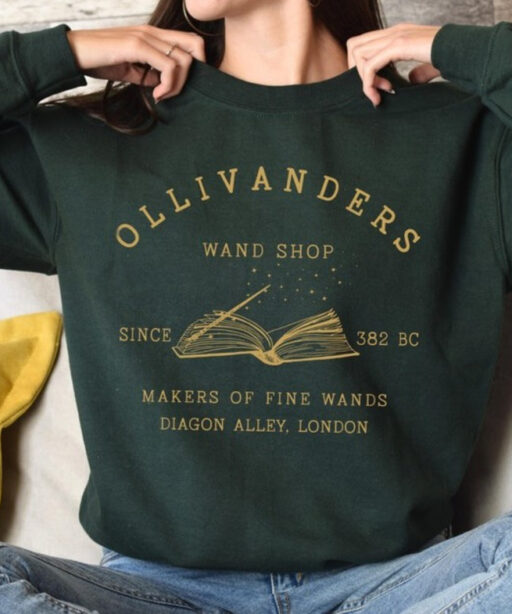 Vintage Ollivanders Wand Shop Harry Potter Sweatshirt, Harry Potter Wizard Sweatshirt